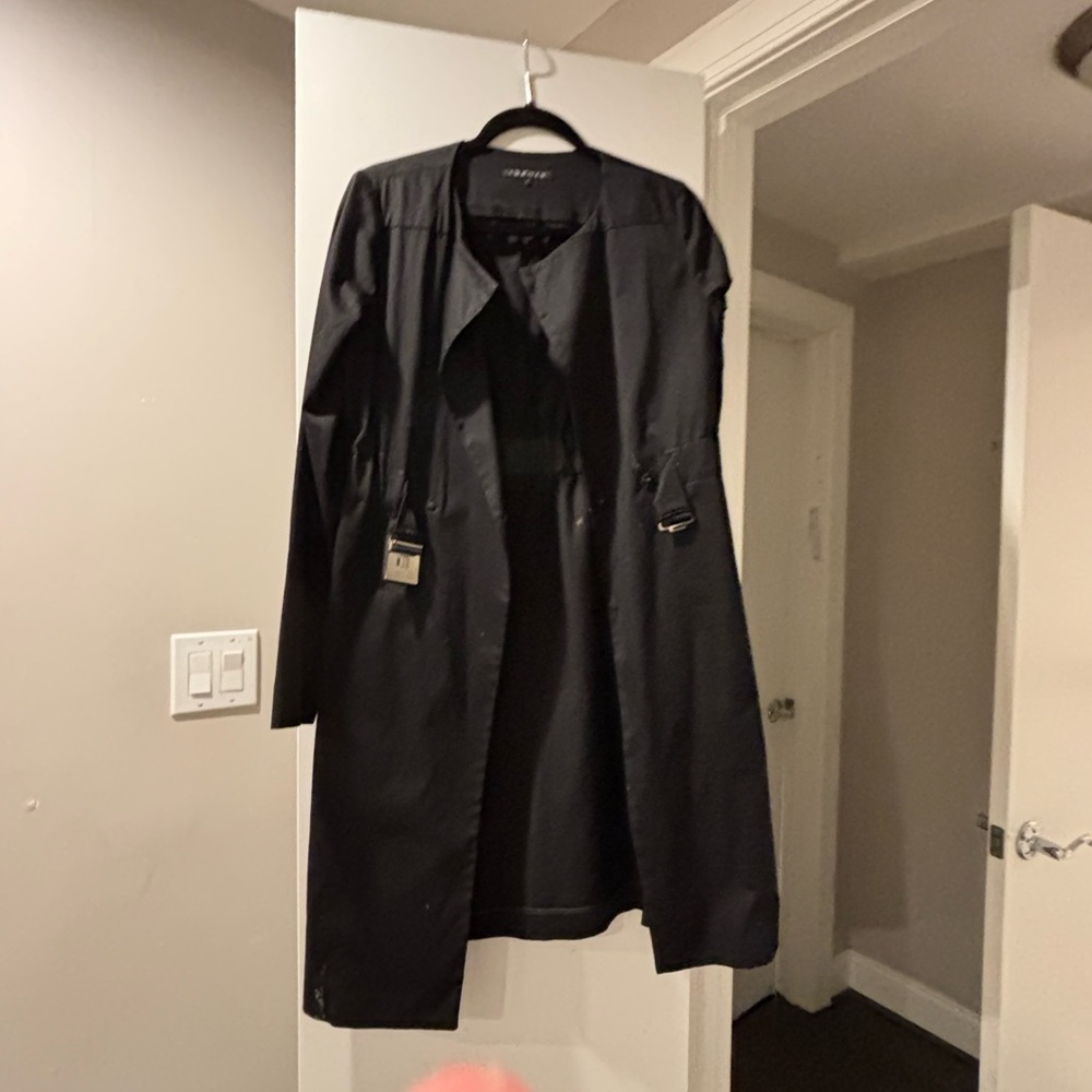 Theory Black Long Trench Coat